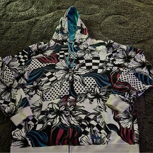 Rip Curl Multicolor Hoodie W/ Skulls w/Full Zipper and Pockets Size Xl